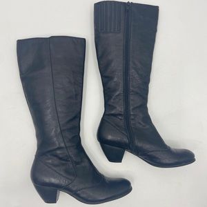 BOC Born Tall Black Leather Heeled Boots 9.5